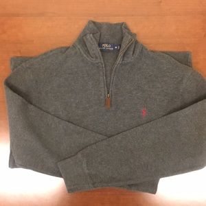 Grey Polo Sweater with red Polo emblem